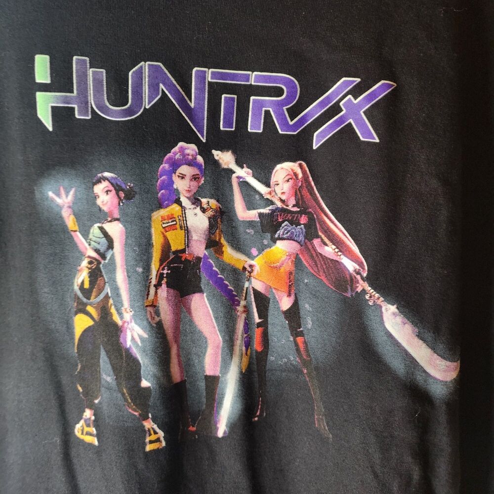 K-Pop Demon Hunters Huntr-x World Tour Shirt Black Size XL Double Sided - Picture 3 of 9